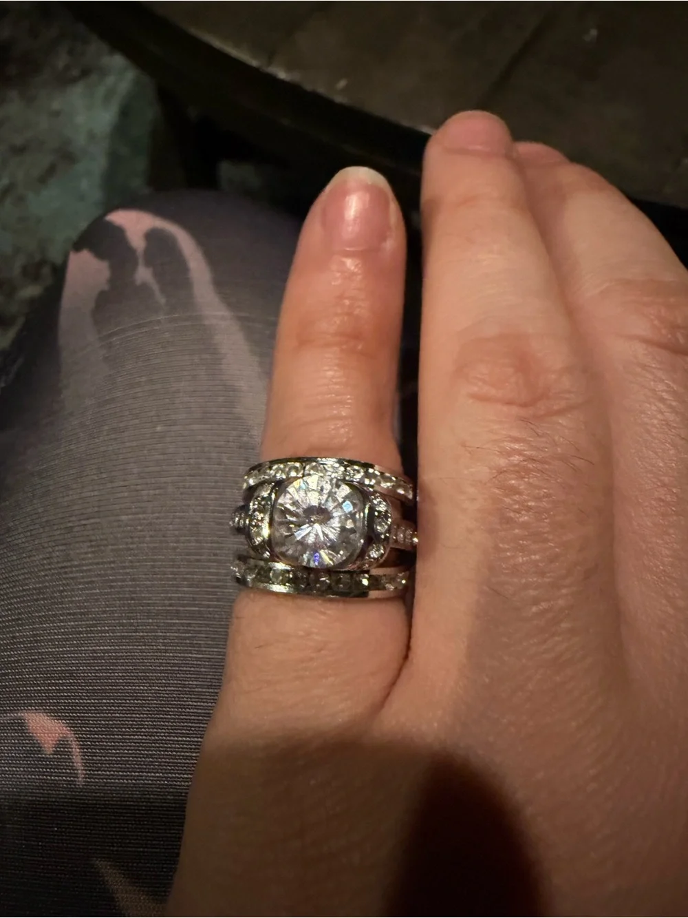 Silver-Tone Clear CZ Solitaire Trio Ring Set - size 5